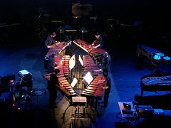 six marimbas on stage